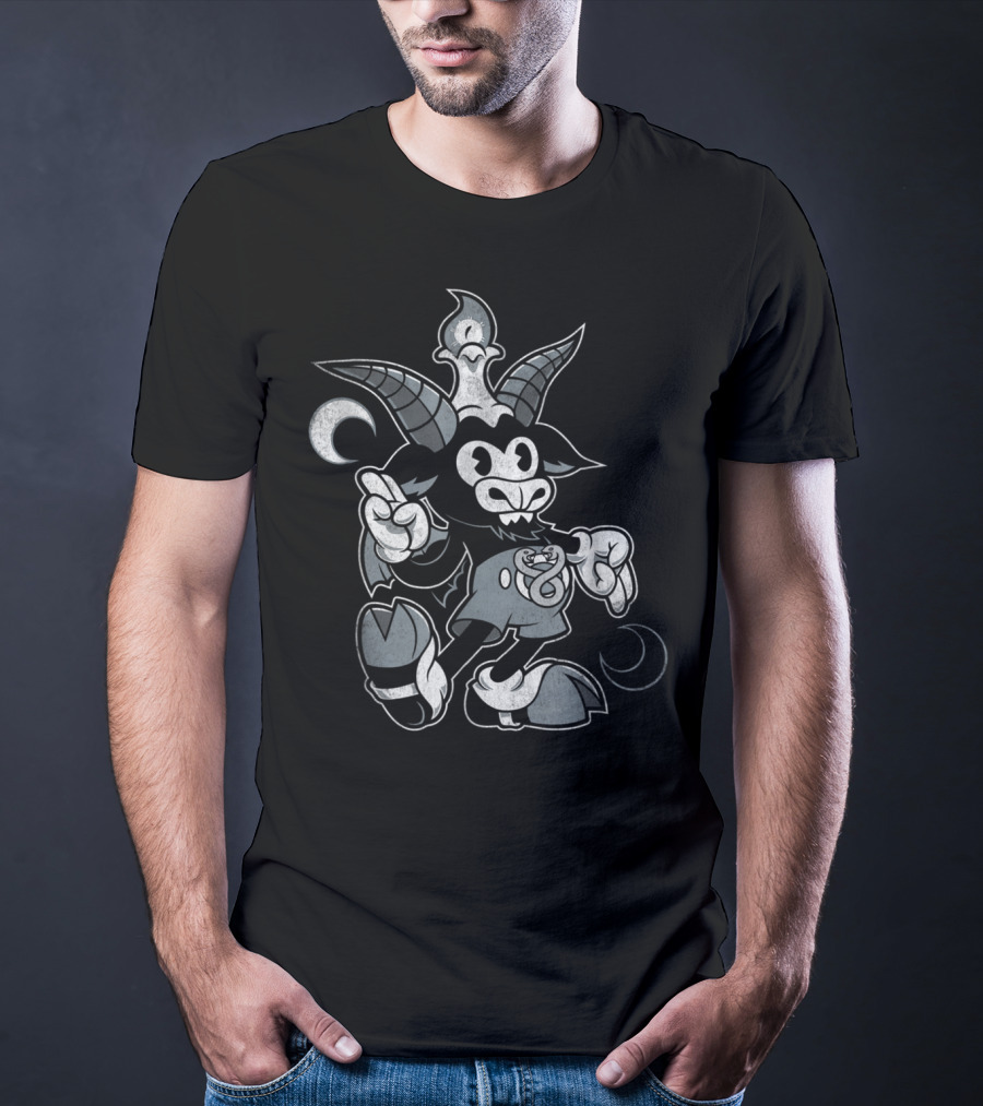 Baphomet Occult Cartoon Goat Character T-Shirt