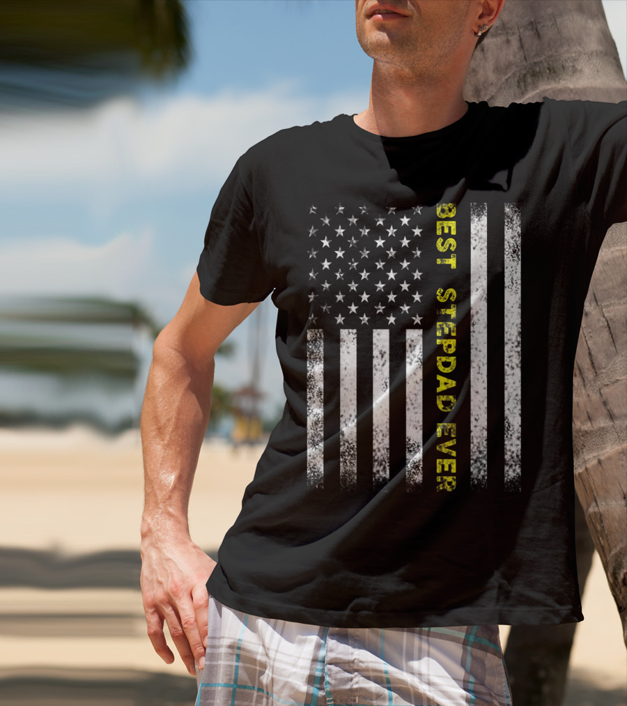 Best Stepdad Ever American Flag T-Shirt
