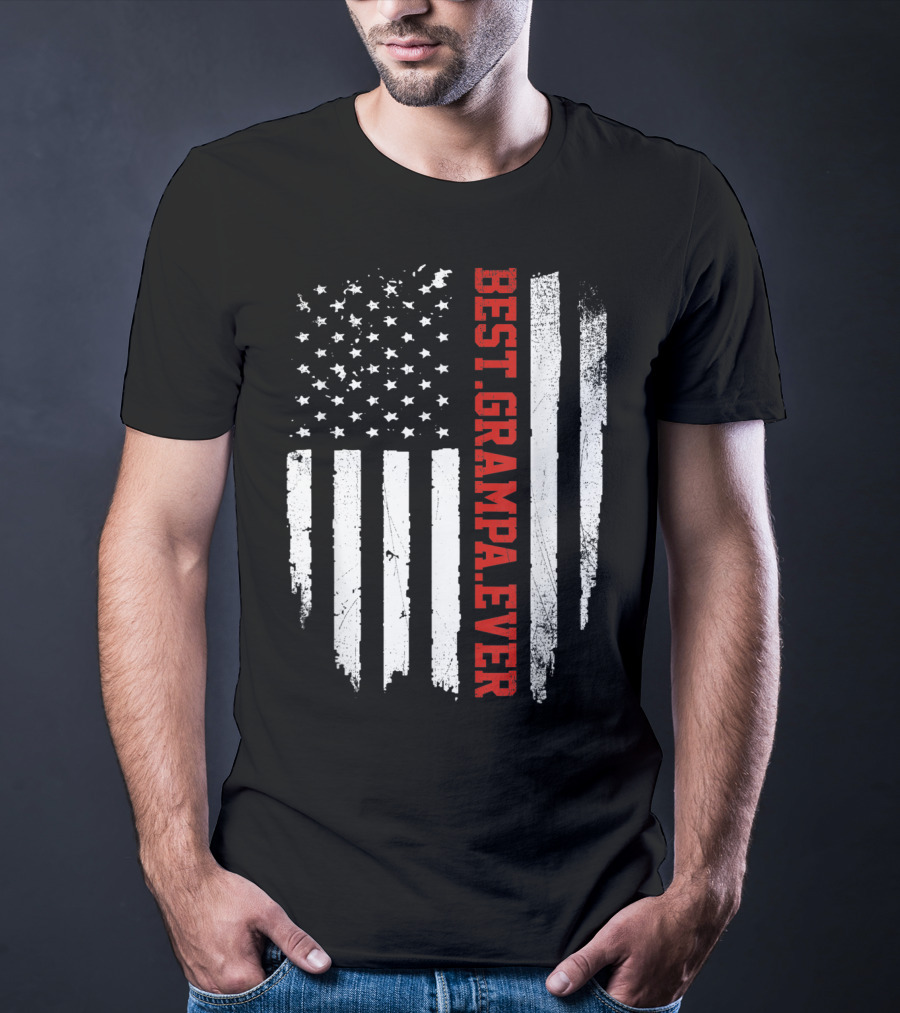 Best Grampa Ever Vintage USA Flag American T-Shirt