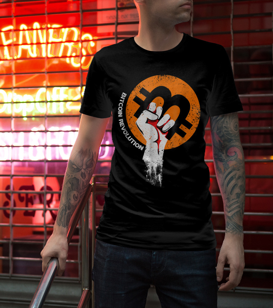 Bitcoin Cryptocurrency BTC Revolution Fist T-Shirt
