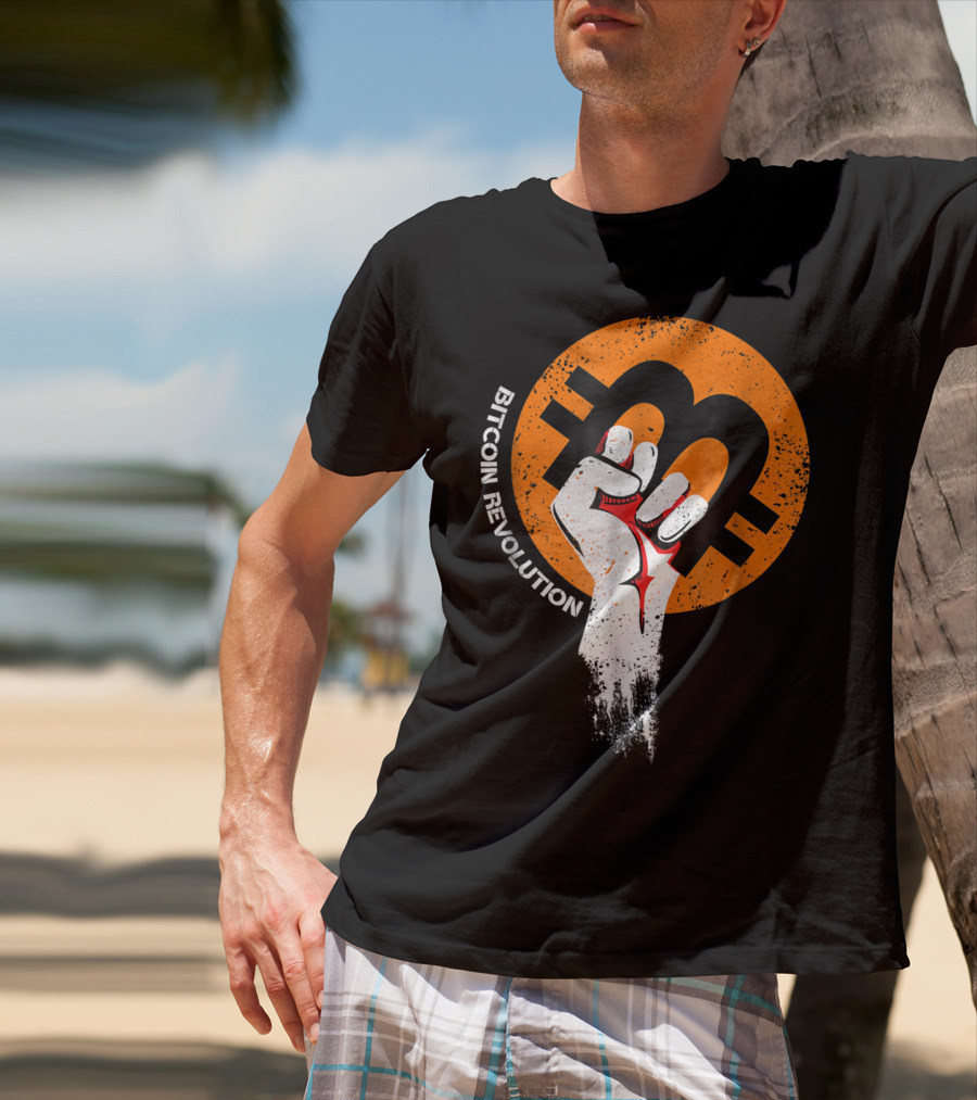 Bitcoin Cryptocurrency BTC Revolution Fist T-Shirt