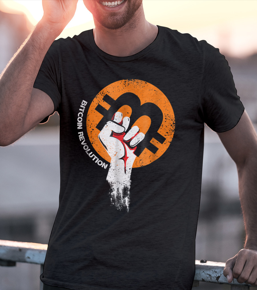 Bitcoin Cryptocurrency BTC Revolution Fist T-Shirt