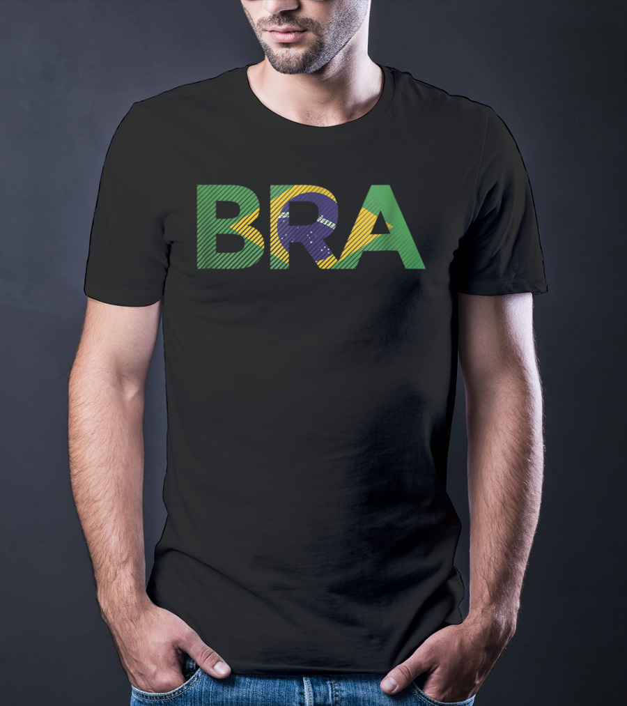 BRA Brasil Flag Styled Typography T-Shirt