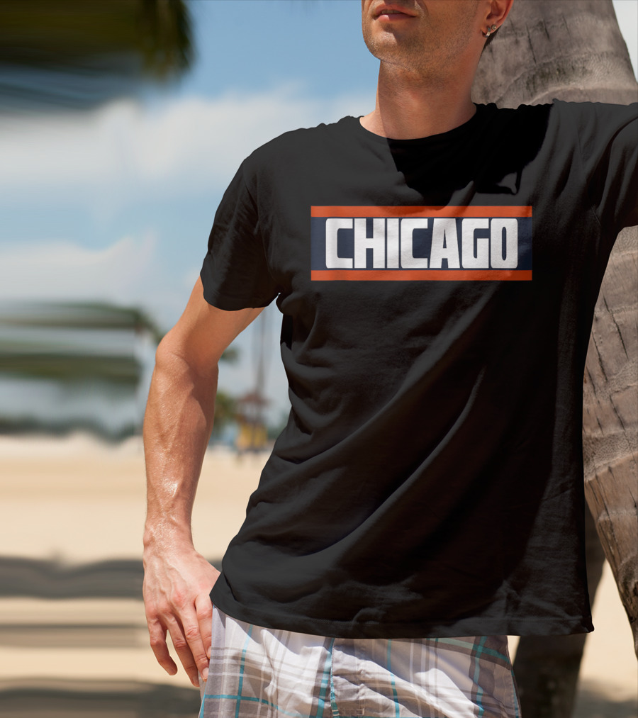 Chicago Bold Orange Blue White Block T-Shirt