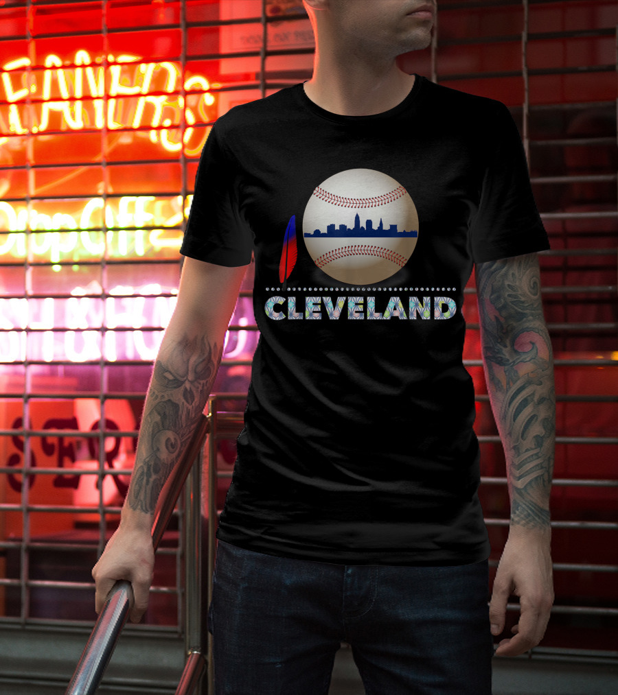 Cleveland Baseball Skyline Feather Emblem T-Shirt