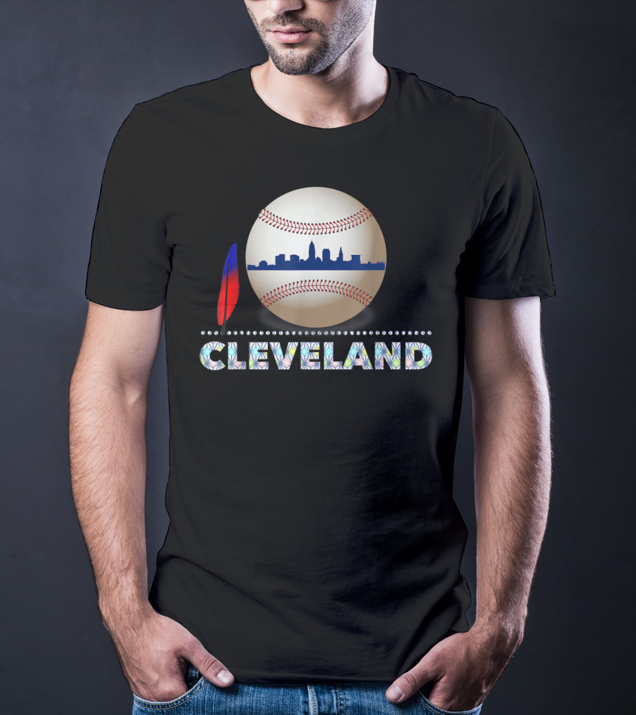 Cleveland Baseball Skyline Feather Emblem T-Shirt