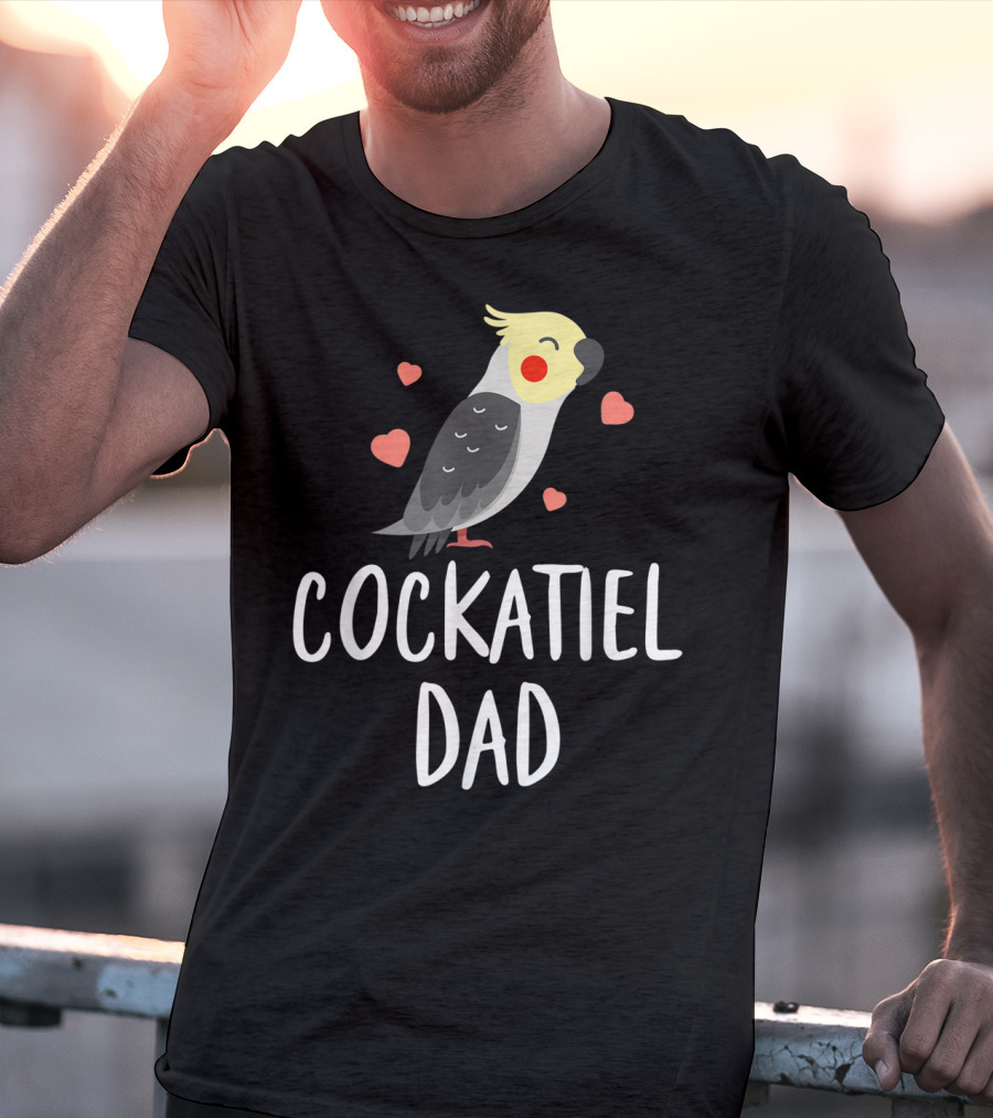 Cockatiel Dad Cute Funny Bird Lover With Hearts T-Shirt