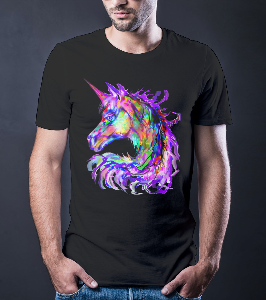 Festival Neon Colorful Rainbow Cute Unicorn Rave T-Shirt
