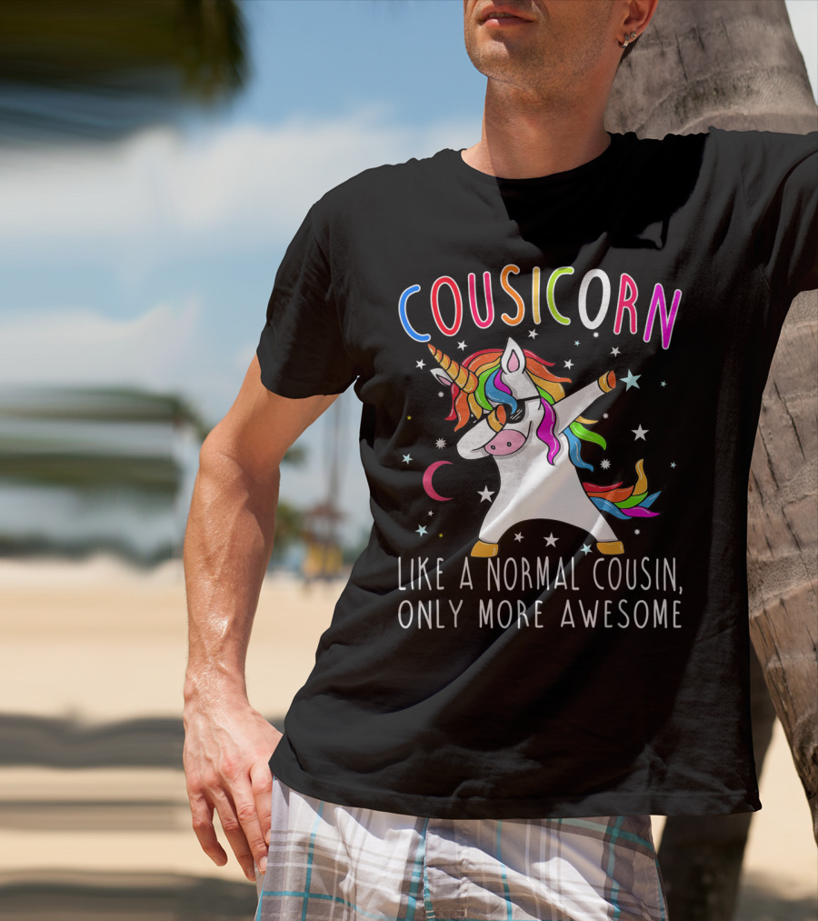 Cousicorn Like A Normal Cousin Only More Awesome Unicorn Dab Rainbow Stars T-Shirt