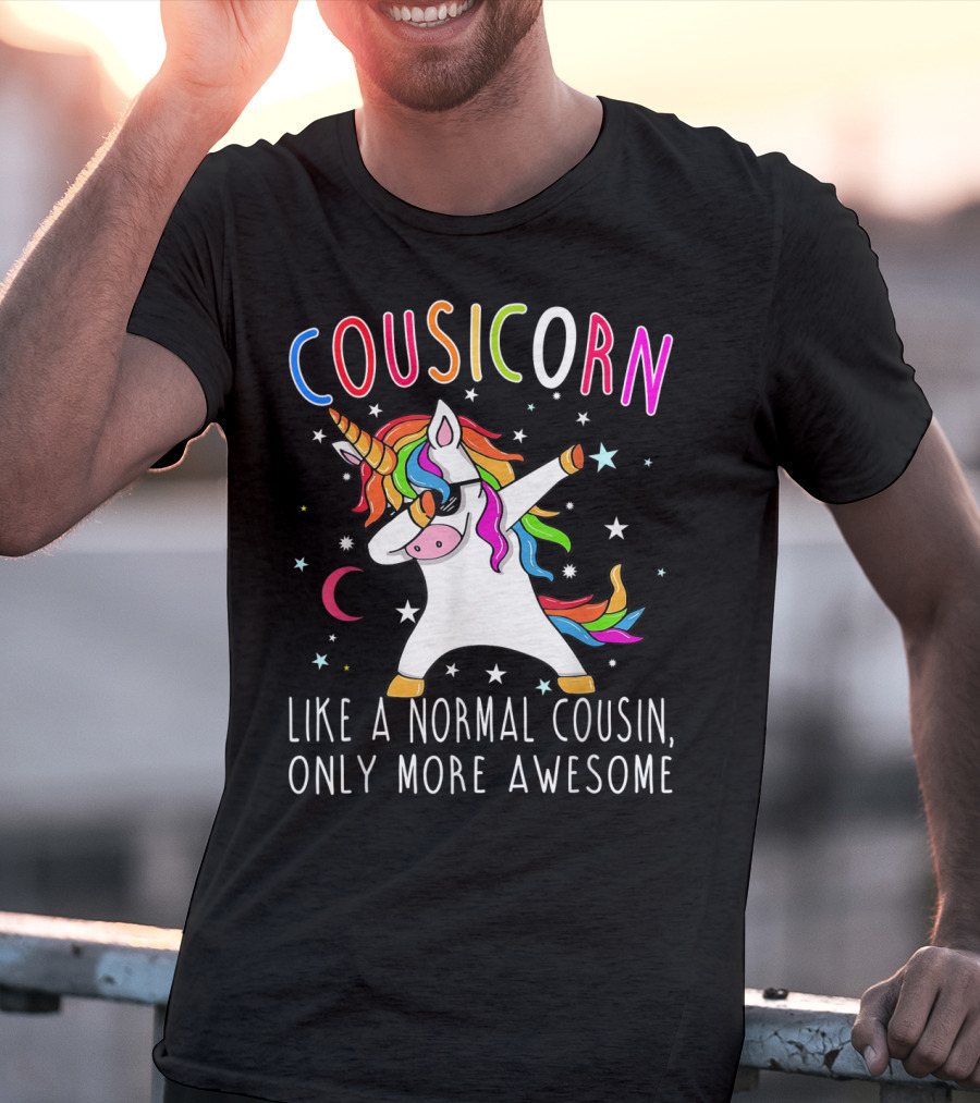 Cousicorn Like A Normal Cousin Only More Awesome Unicorn Dab Rainbow Stars T-Shirt