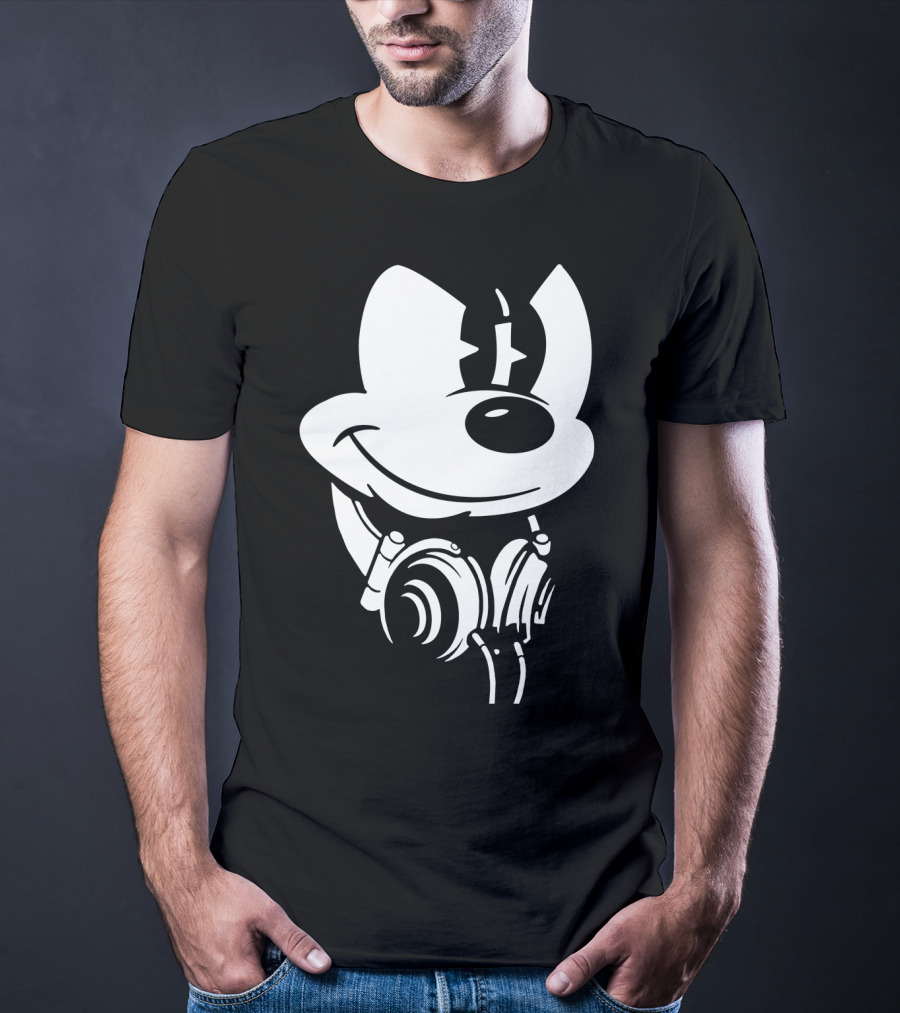 Disney Mickey Mouse Headphones Smiling Iconic Character T-Shirt