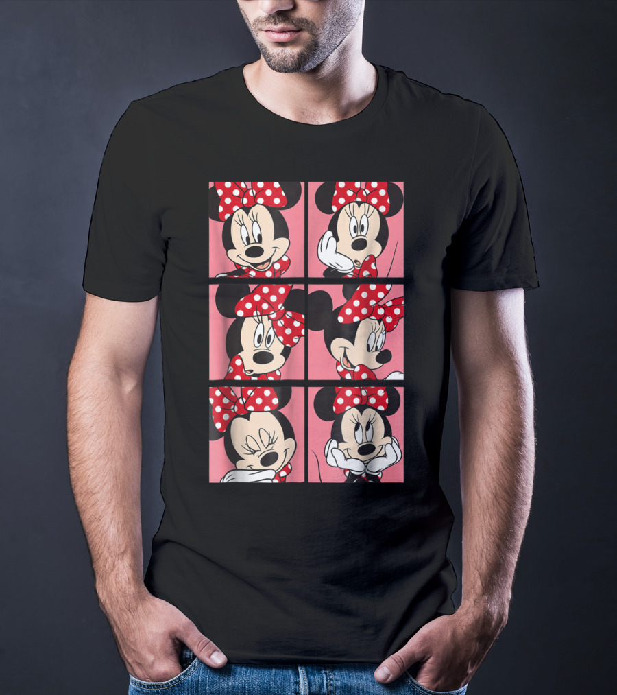 Disney Minnie Mouse Red Polka Dot Bow Pink Grid Expressions T-Shirt