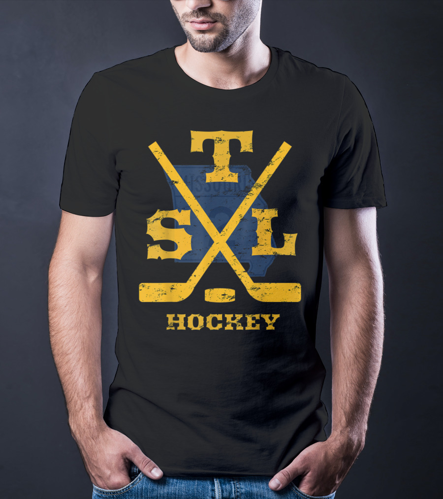 Distressed St Louis Missouri STL Hockey Sticks T-Shirt