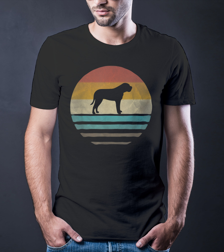 English Mastiff Dog Vintage 70s Retro Sunset T-Shirt