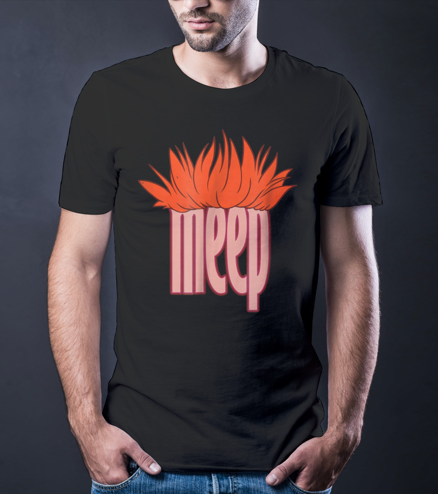 Meep Hair Orange Flame Text T-Shirt