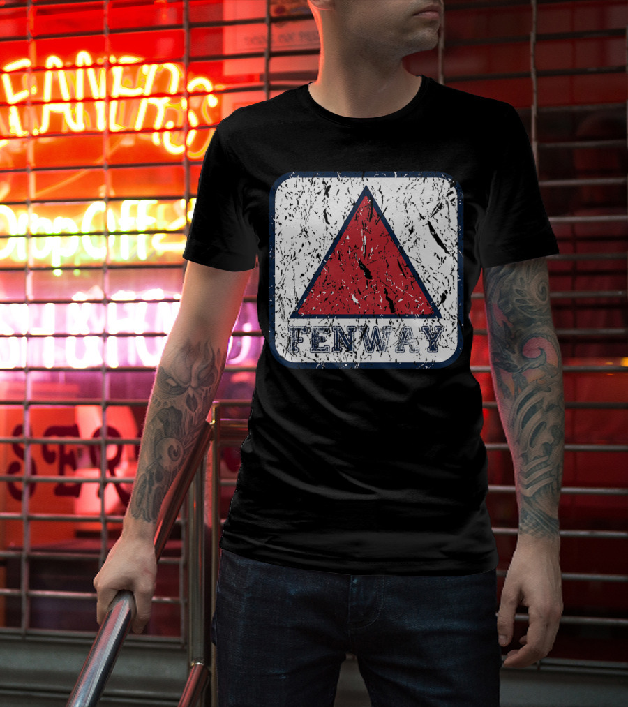 Fan Of Fenway Boston Distressed Baseball Sign Triangle T-Shirt