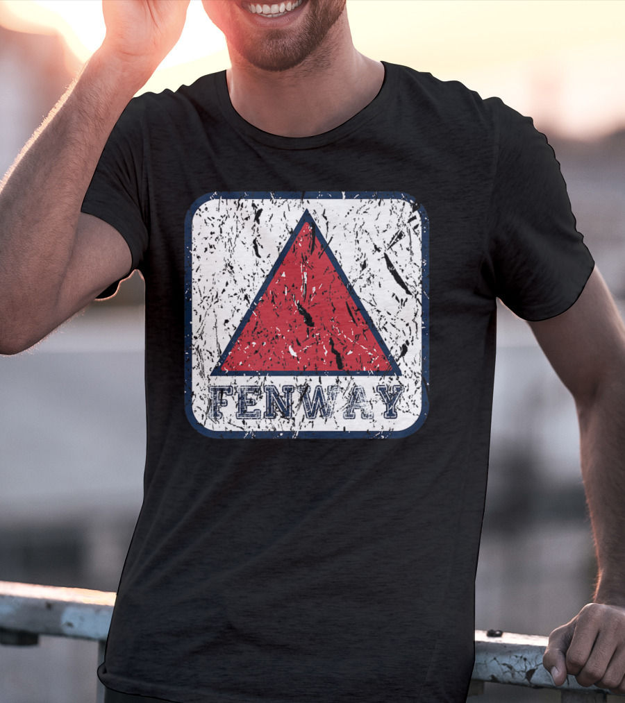 Fan Of Fenway Boston Distressed Baseball Sign Triangle T-Shirt