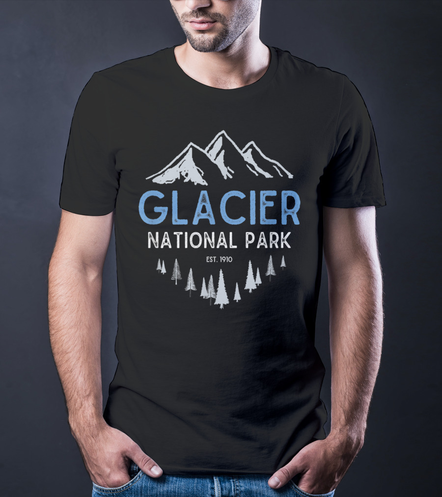 Glacier National Park Est. 1910 Mountain And Forest Scene T-Shirt