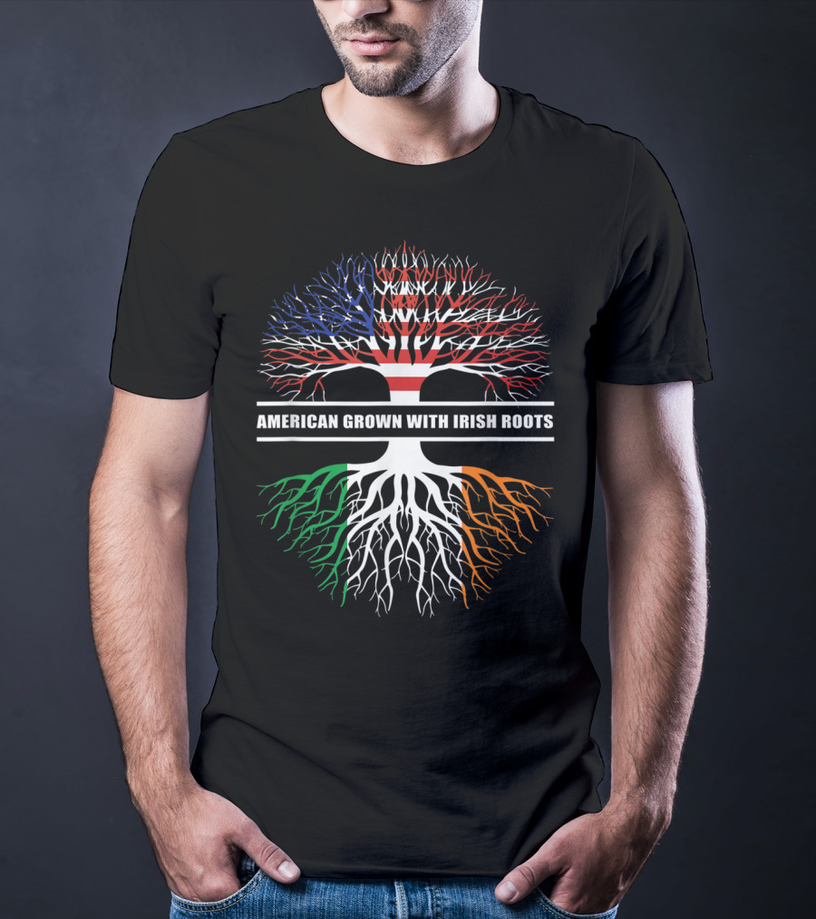 American Grown With Irish Roots Flag Holiday Irish T-Shirt