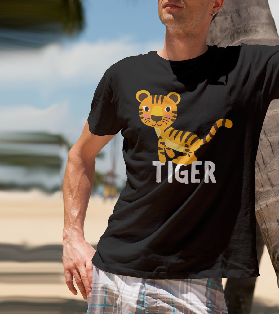 Tiger Cartoon Illustration For Kids And Girls T-Shirt