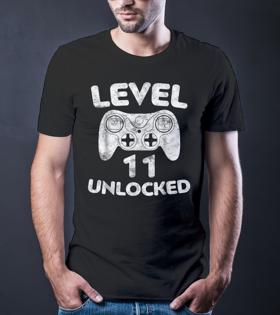 Level 11 Unlocked 11th Video Gamer Birthday With Game Controller T-Shirt