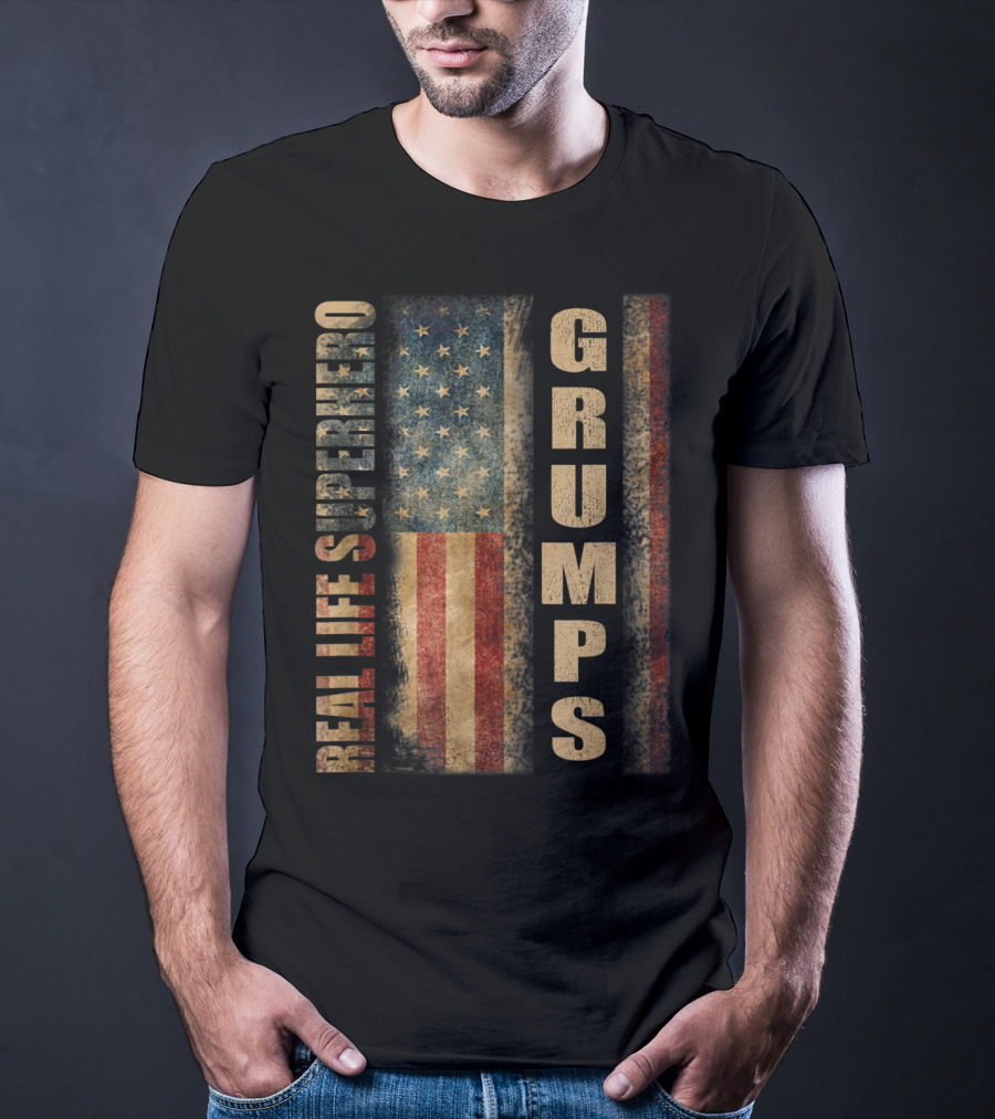 Real Life Superhero Grumps America Flag Mens T-Shirt