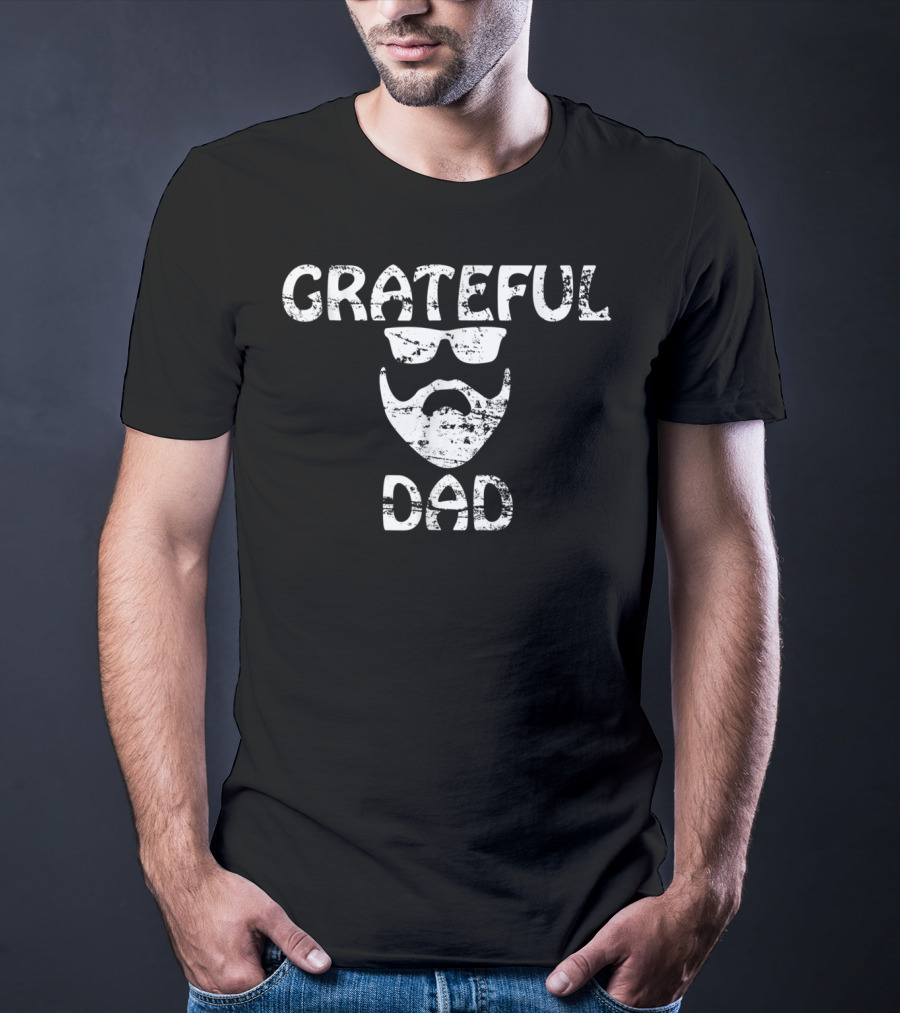 Grateful Dad Distressed Beard And Sunglasses T-Shirt