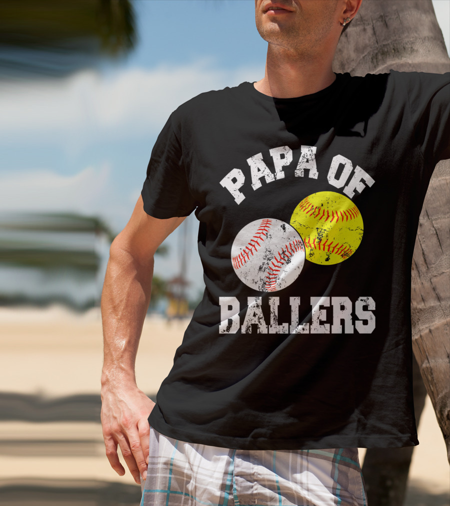 Papa Of Ballers Baseball Softball T-Shirt