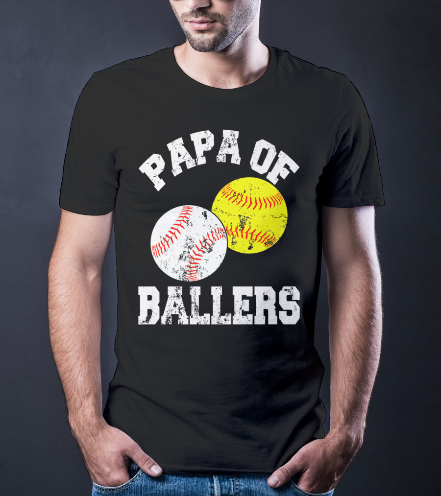 Papa Of Ballers Baseball Softball T-Shirt