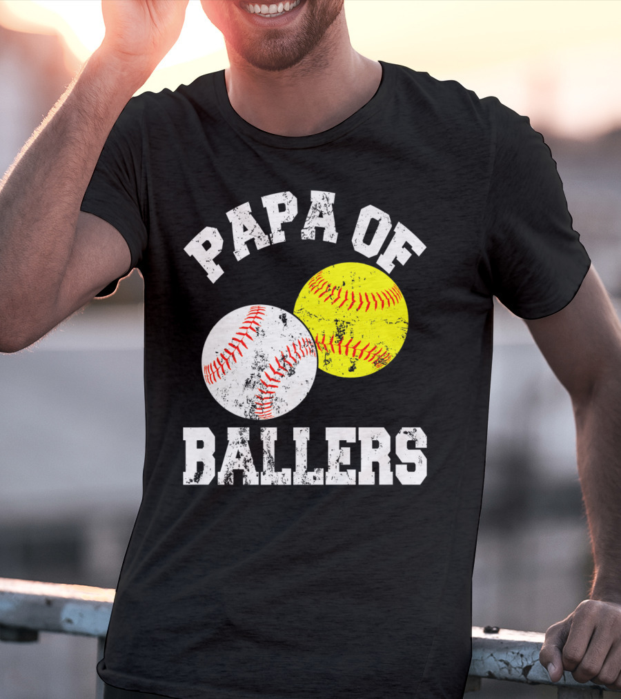 Papa Of Ballers Baseball Softball T-Shirt
