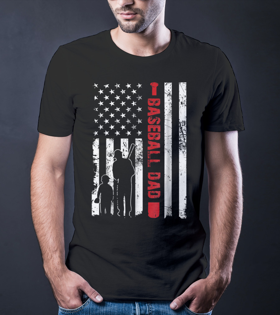 American Flag Baseball Dad Father's Day USA Sports T-Shirt