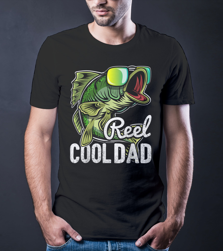 Reel Cool Dad Fishing Sunglasses Bass T-Shirt