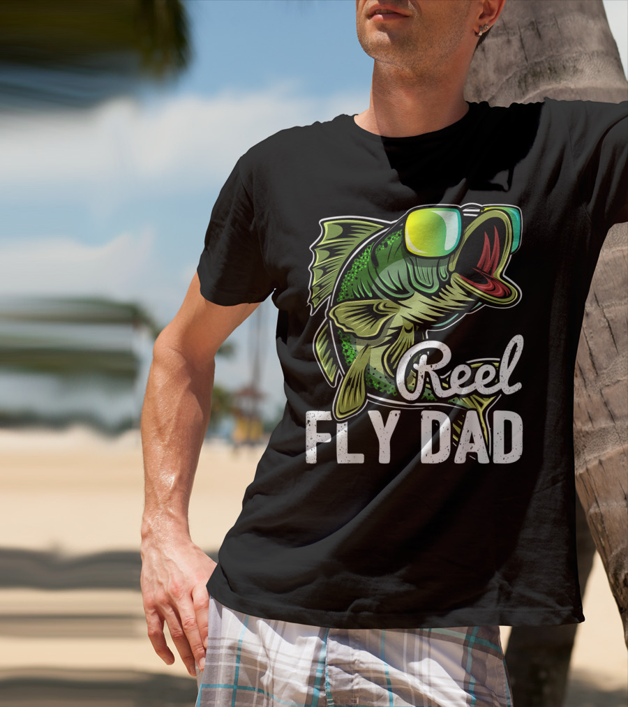 Reel Fly Dad Fishing Sunglasses Bass Fly Fishing T-Shirt
