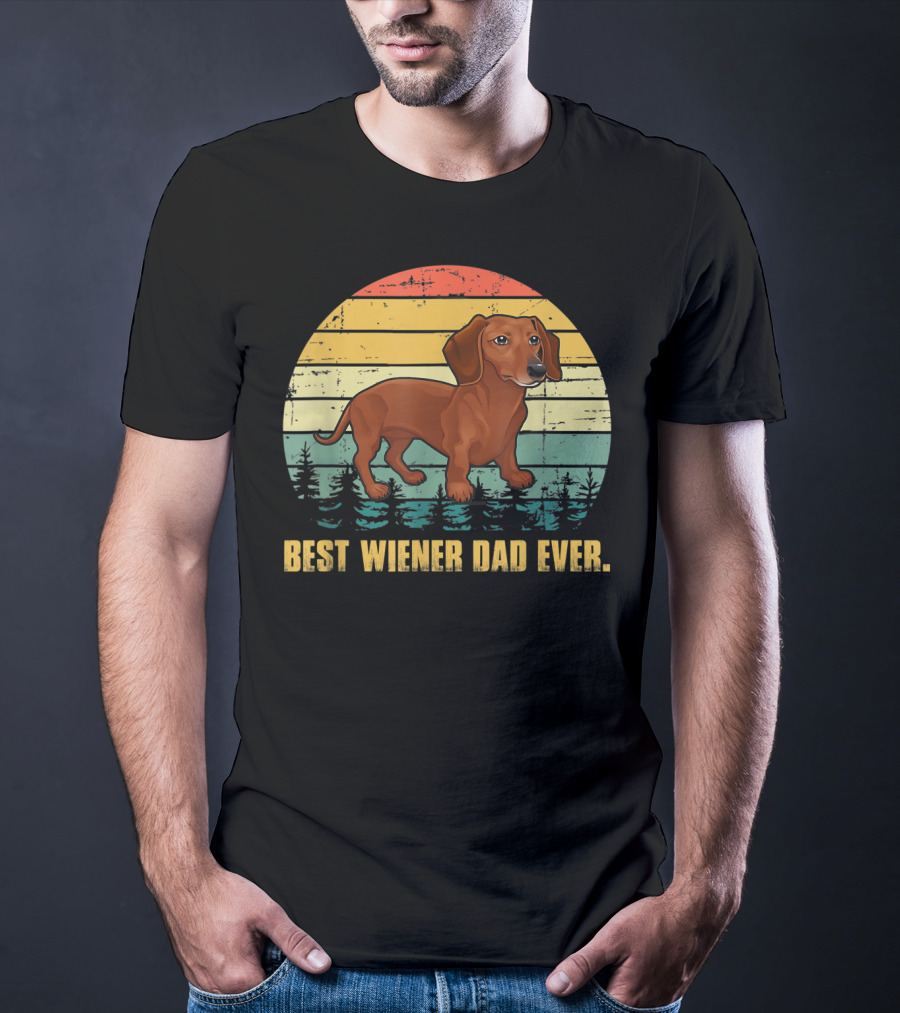 Best Wiener Dad Ever Mens Vintage Dachshund T-Shirt