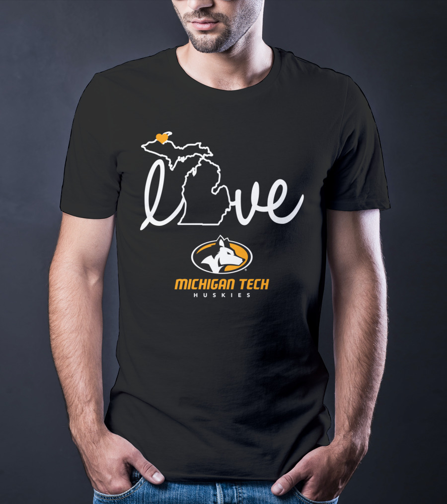 Love Michigan Tech Huskies State Map Iconic T-Shirt