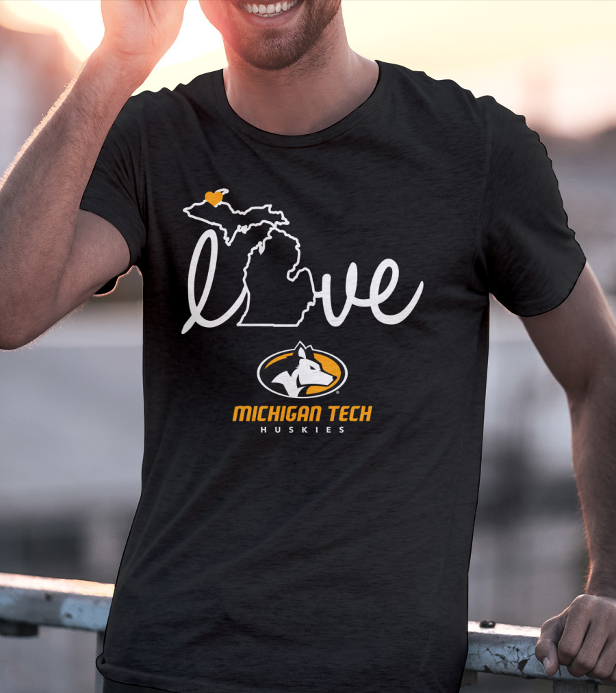 Love Michigan Tech Huskies State Map Iconic T-Shirt
