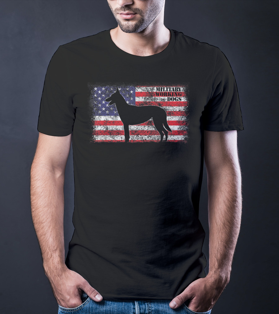 Military Working Dogs American Flag K9 Handler T-Shirt