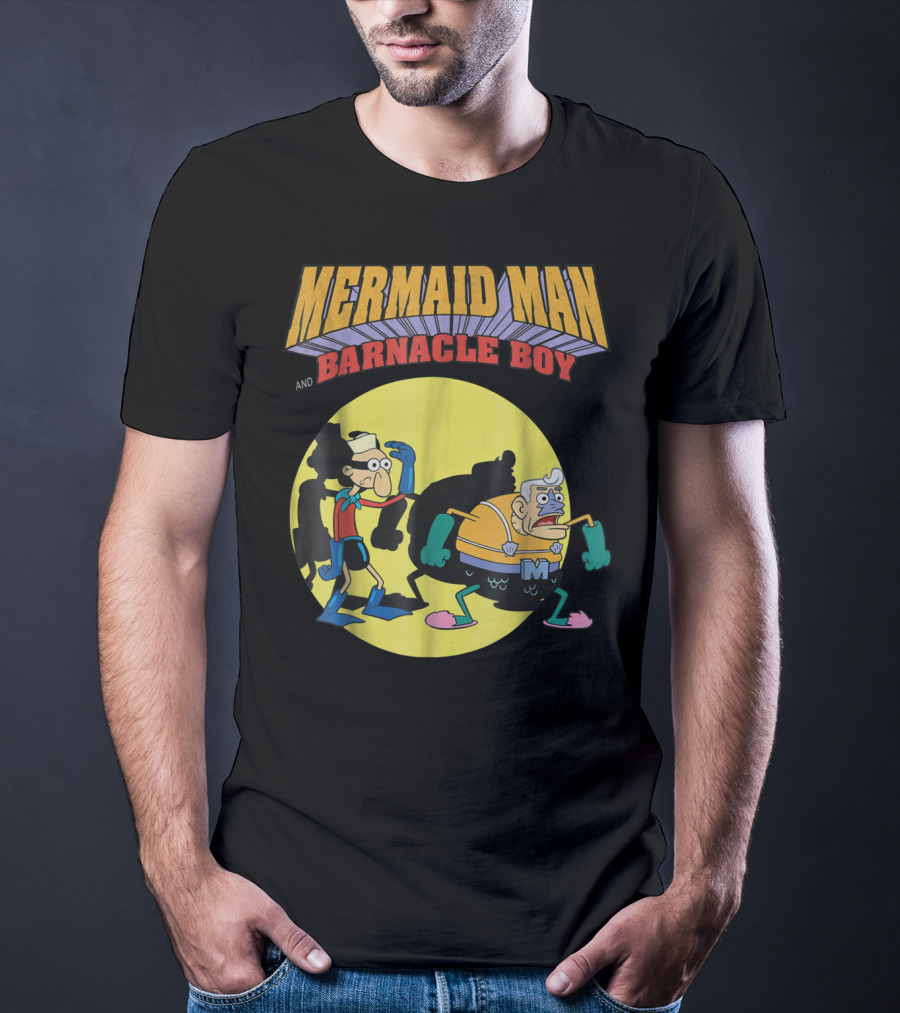 Mermaid Man And Barnacle Boy Nickelodeon Spongebob SquarePants Vintage Comic T-Shirt