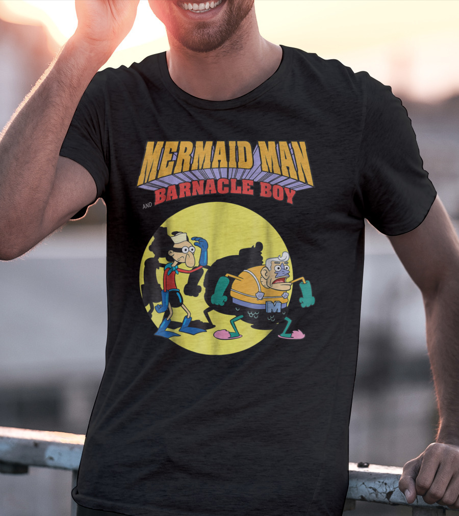 Mermaid Man And Barnacle Boy Nickelodeon Spongebob SquarePants Vintage Comic T-Shirt