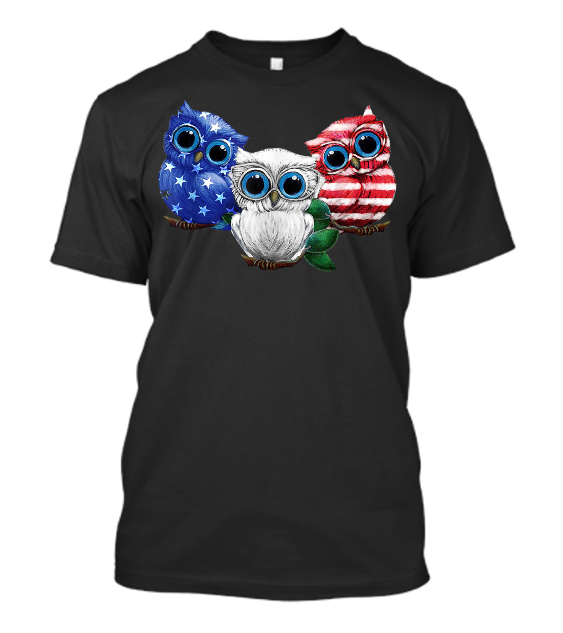 Patriotic Red White Blue Owl Trio T-Shirt