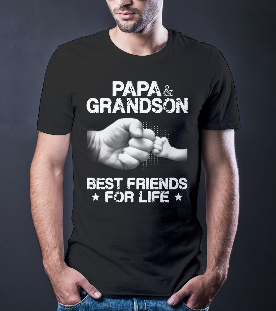 Papa And Grandson Best Friends For Life Fist Bump Connection T-Shirt
