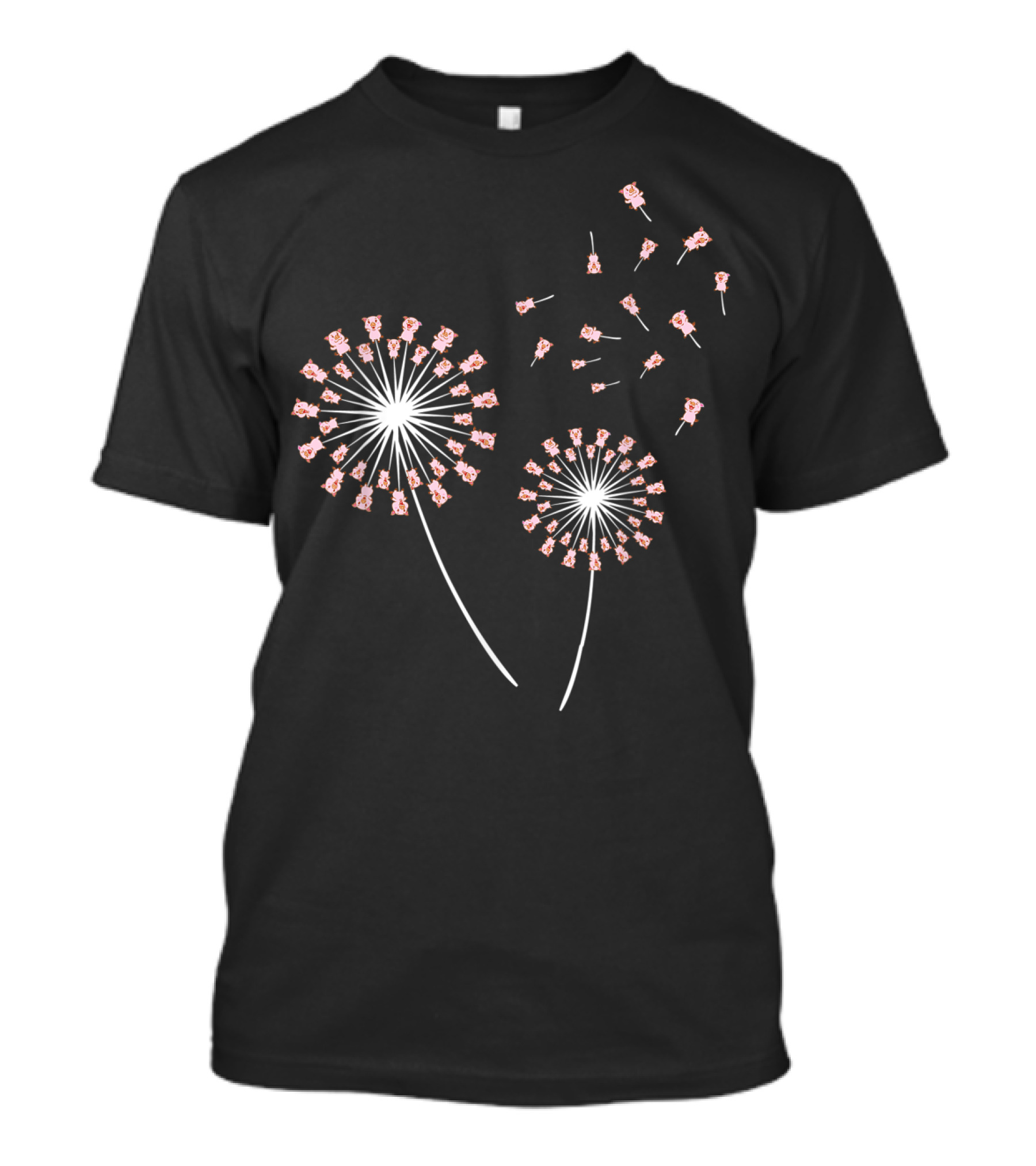 Pig Dandelion Blossoms Transforming With Whimsical Breeze T-Shirt