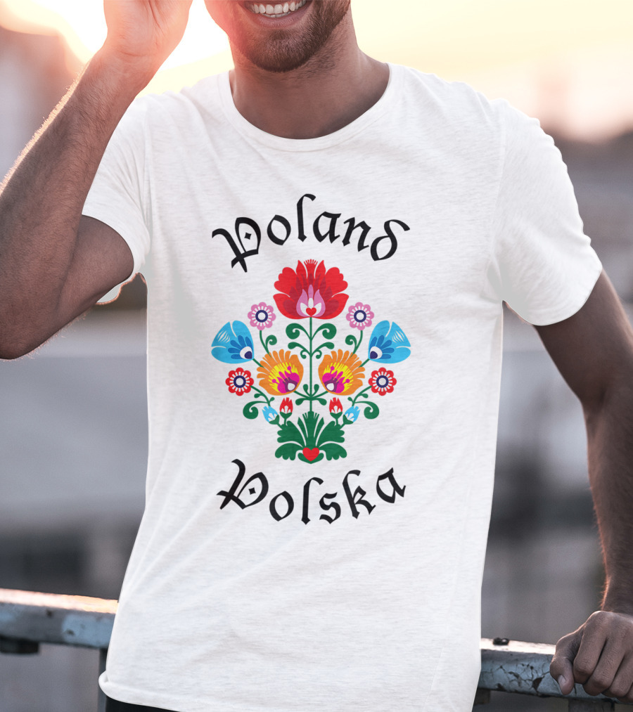 POLAND Folk Flowers WYCINANKI Polska Polish Fest Floral T-Shirt