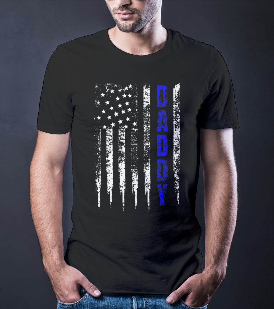 Police Daddy Blue Line USA Flag T-Shirt