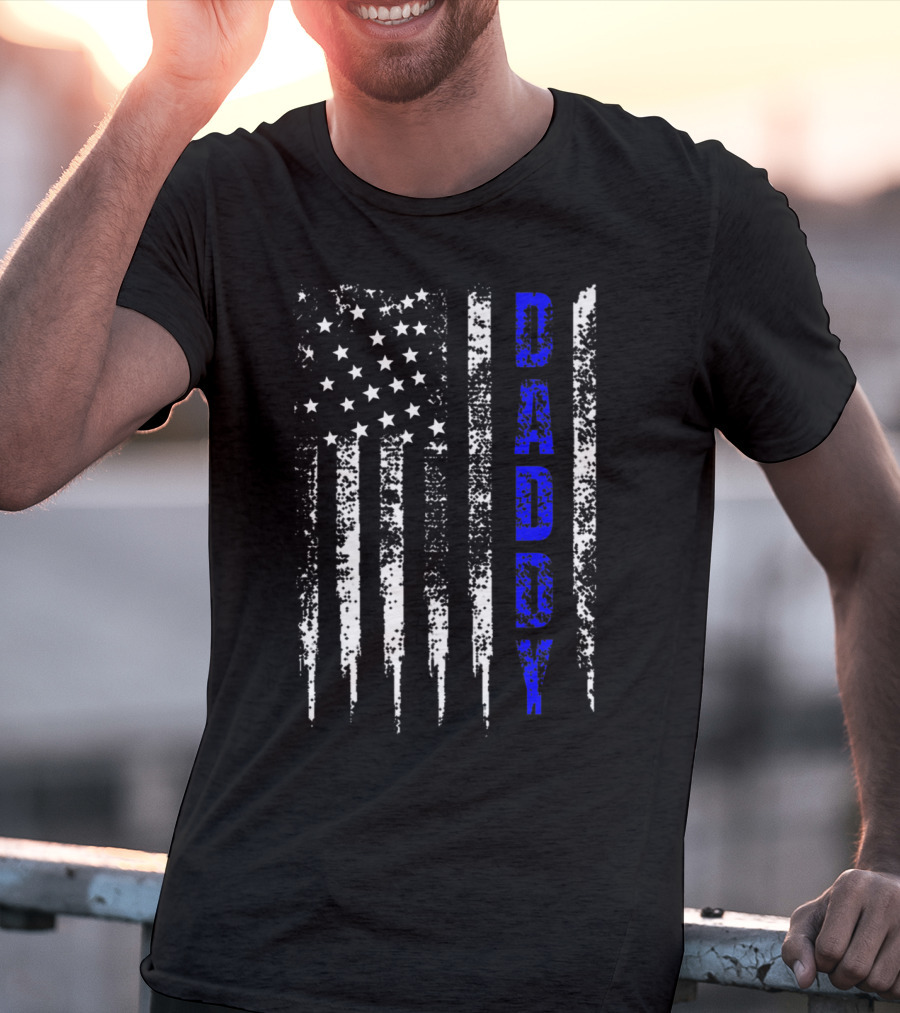 Police Daddy Blue Line USA Flag T-Shirt