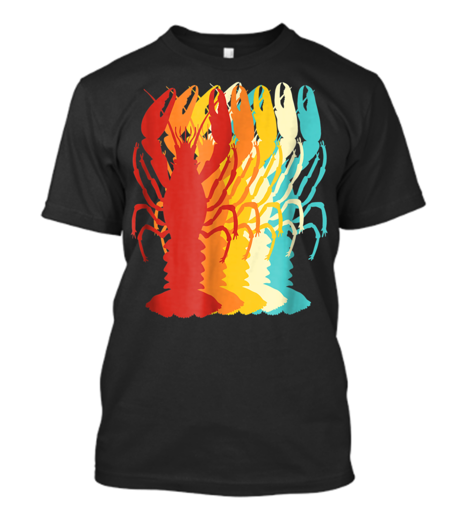 Retro Crawfish Rainbow Cajun Crayfish Novelty T-Shirt