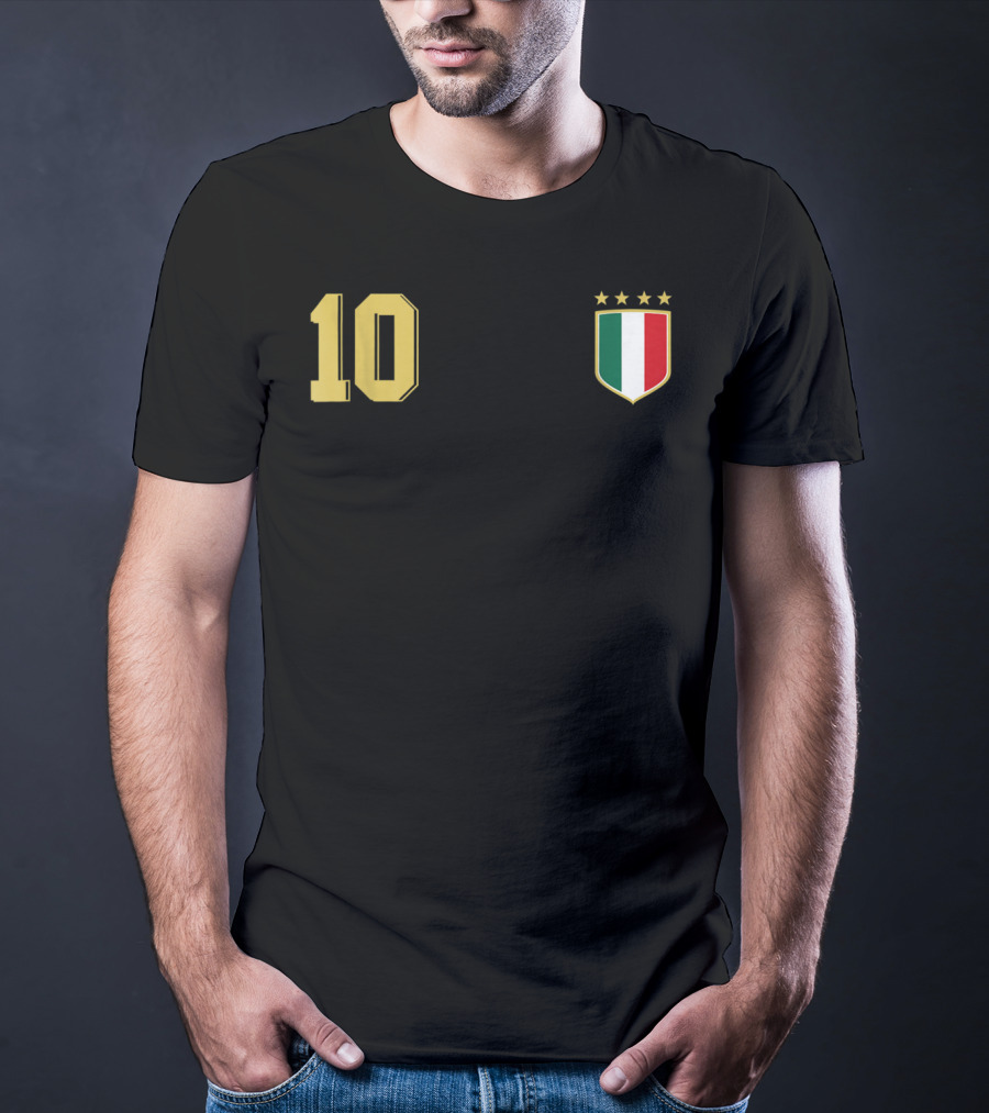 Italia Retro Soccer Jersey Italy Football 10 Crest Stars T-Shirt