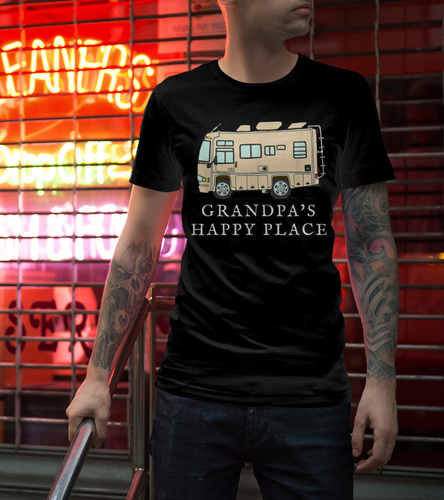 RV Grandpa's Happy Place Motorhome Adventure T-Shirt