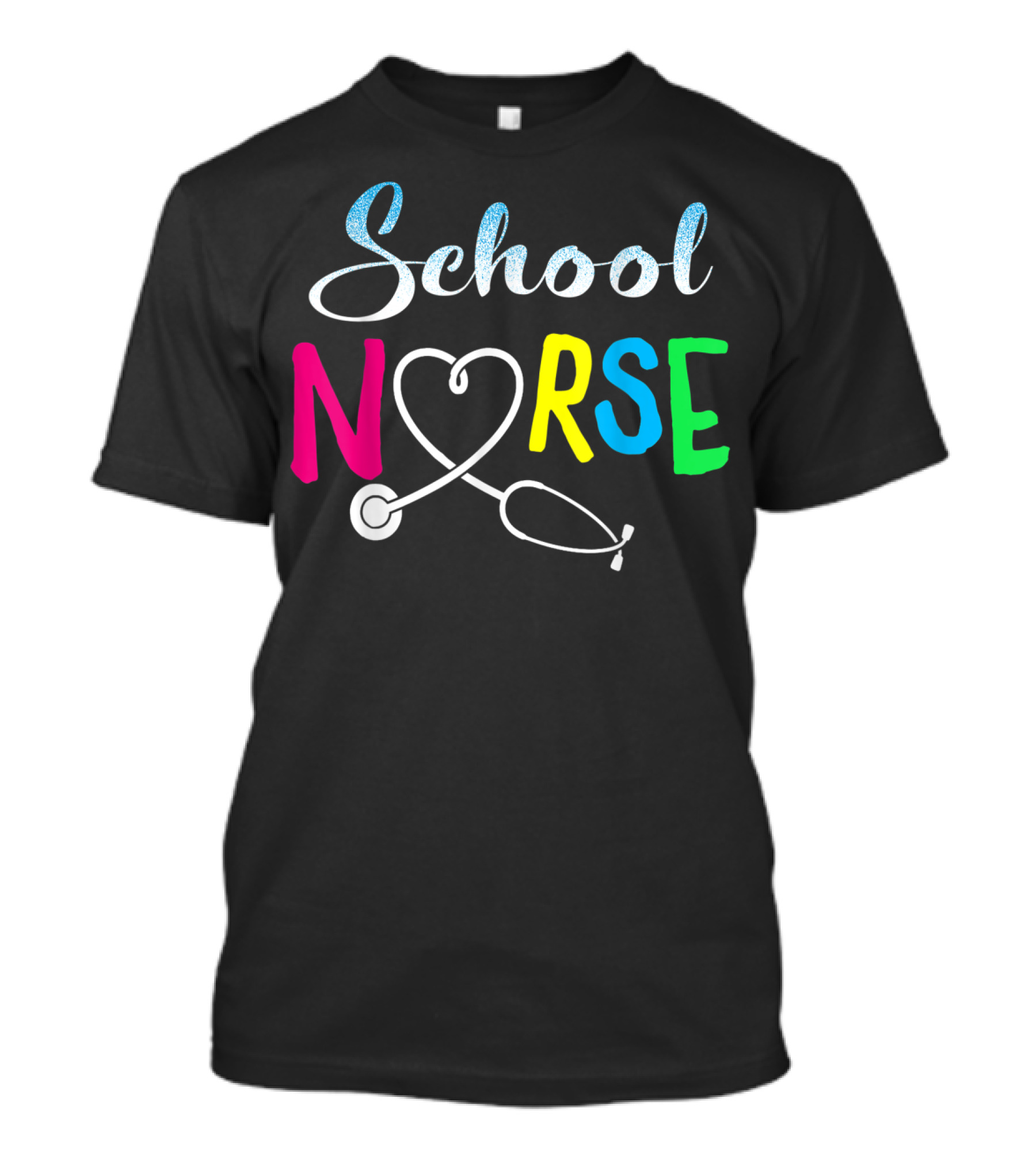 School Nurse Love Stethoscope Heart Nursing T-Shirt