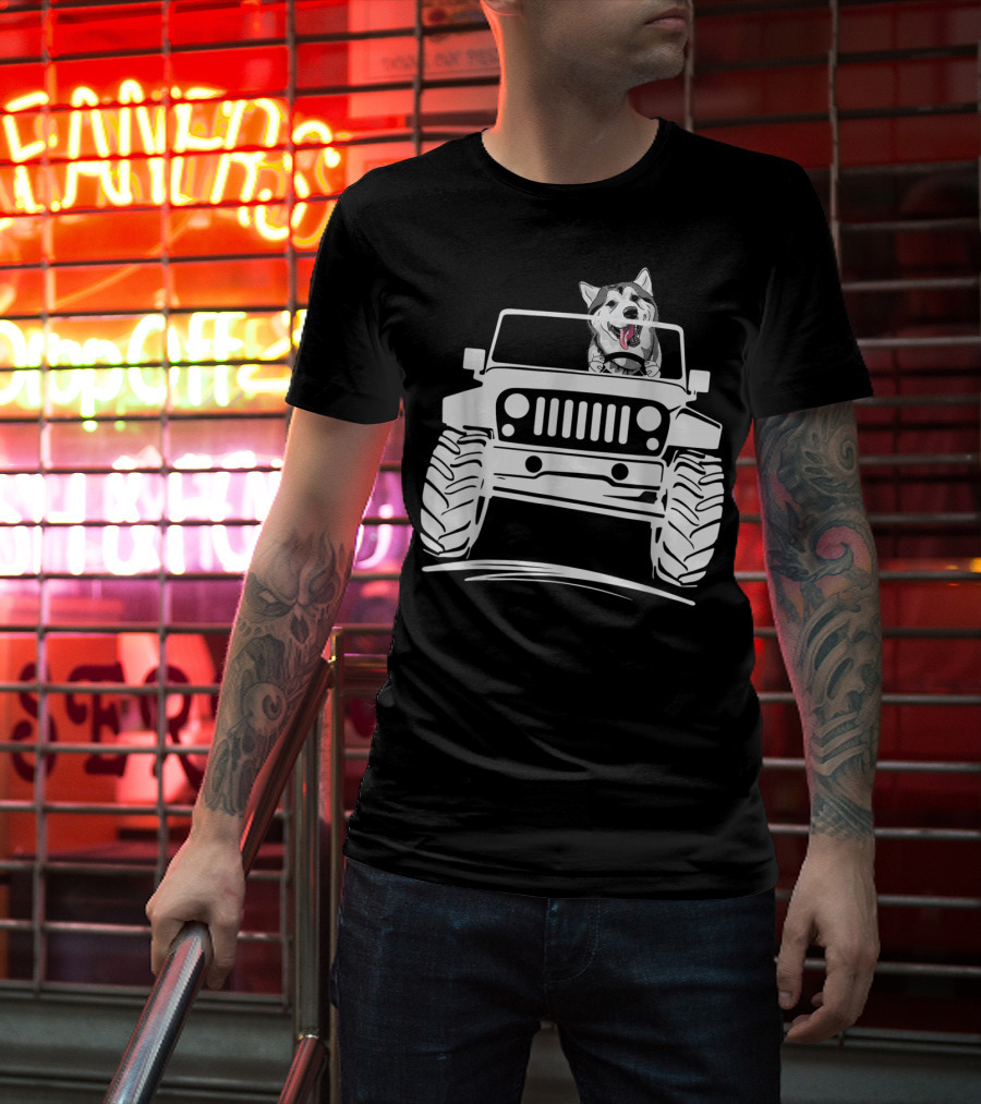 Siberian Husky Off-Road Adventure Jeep Enthusiasts T-Shirt